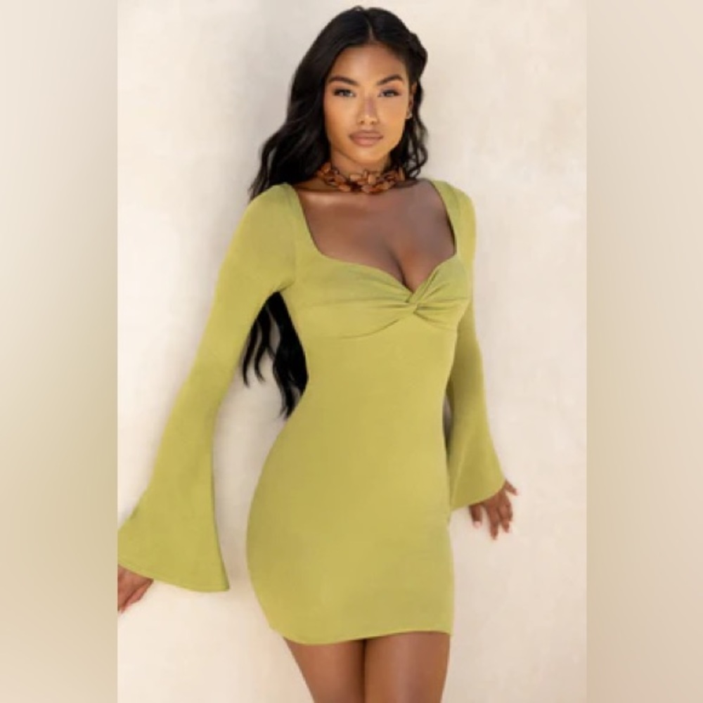 Wildest Dreams Flare Sleeve Dress in Olive